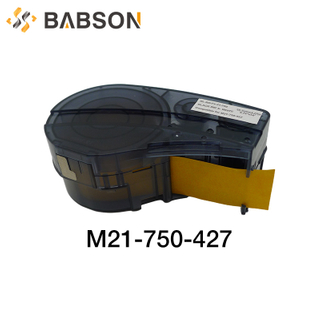 M21-750-427 Label Compatible Vinyl Material 6.4m Label Tape Black on White for Brady BMP21 PLUS BMP21 LAB Printer